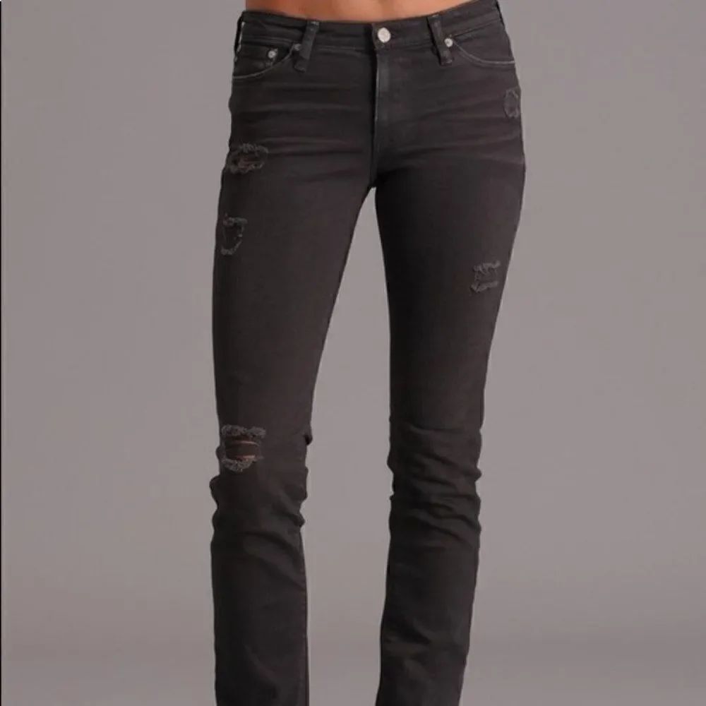 AG Premiere Black Skinny Straight Ankle Jeans